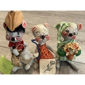 Annalee Dolls Mouse Doll Cowboy Sewing Flower Pot Vintage Dolls